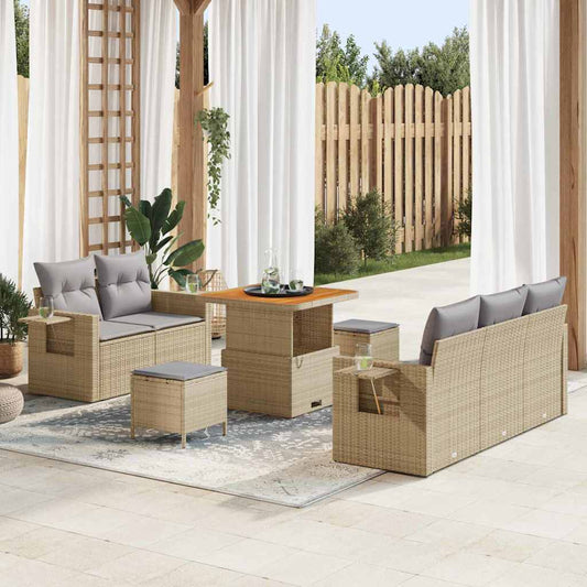 Garten-Sofa-Set 8 pcs Beige Poly-Rattan