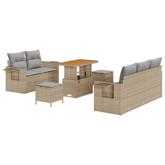 Garten-Sofa-Set 8 pcs Beige Poly-Rattan