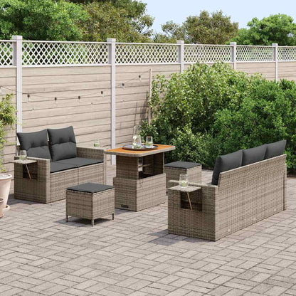 Garten-Sofa-Set 8 pcs Grau Poly-Rattan