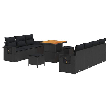 Garten-Sofa-Set 10 pcs Schwarz Poly-Rattan