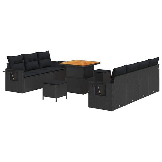 Garten-Sofa-Set 10 pcs Schwarz Poly-Rattan