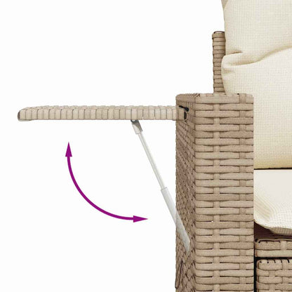 Garten-Sofa-Set mit Speicher 11 pcs Beige Poly Rattan