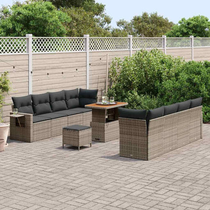 Garten-Sofa-Set mit Speicher 11 pcs Grau Poly Rattan