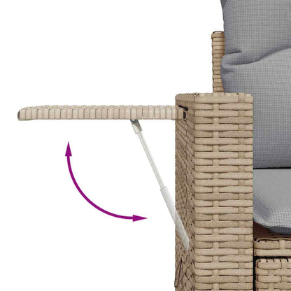 Gartensofa-set mit Kissen 11 pcs Beige Poly Rattan