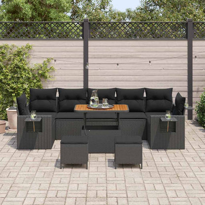 Garten-Sofa-Set 10 pcs Schwarz Poly-Rattan