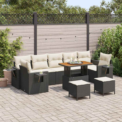 Garten-Sofa-Set 10 pcs Schwarz Poly-Rattan
