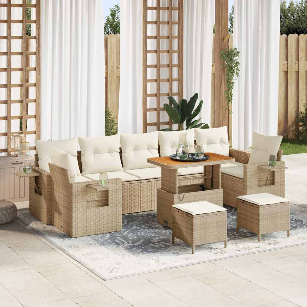 Garten-Sofa-Set 10 pcs Beige Poly-Rattan