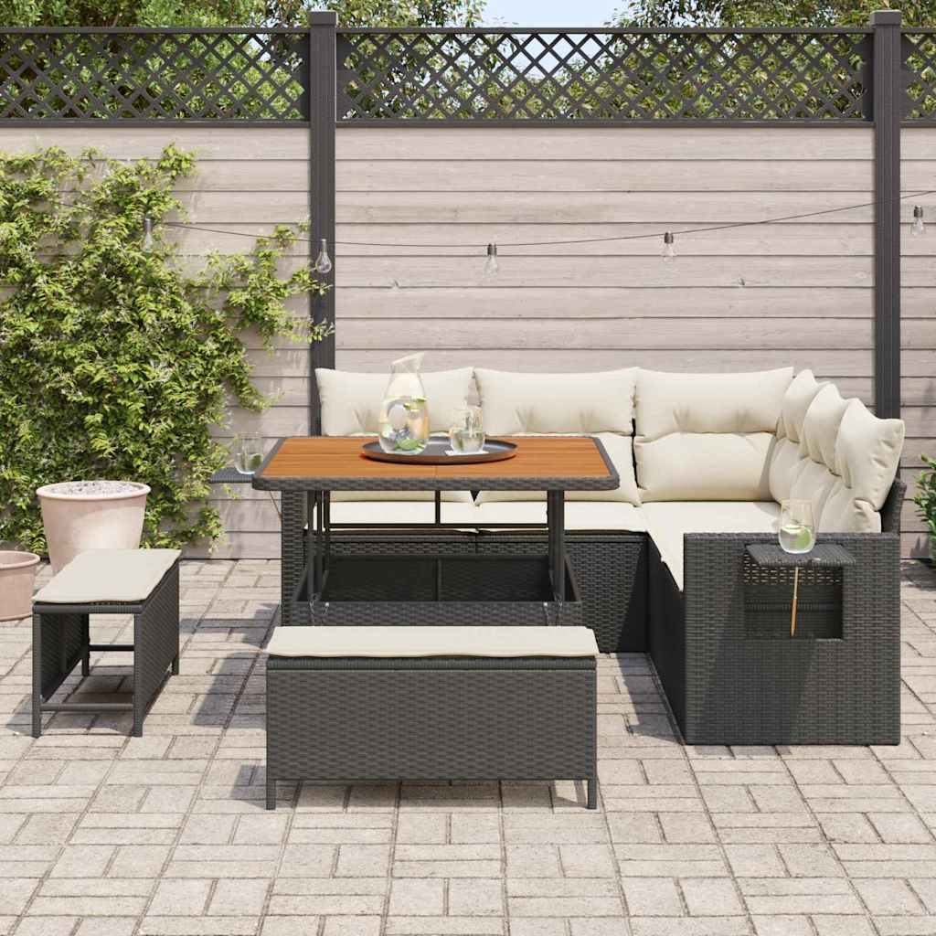 Garten-Sofa-Set 8 pcs Schwarz Poly-Rattan