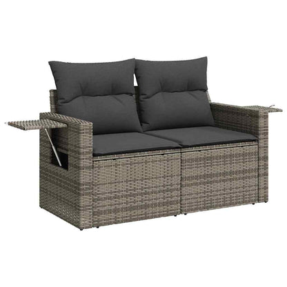 Gartensofa-set mit Kissen 8 pcs Grau Poly-Rattan