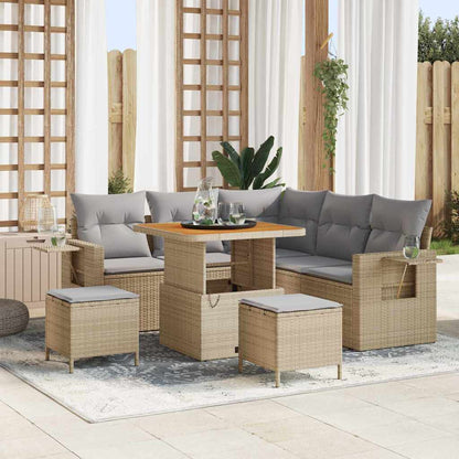 Gartensofa-set mit Kissen 8 pcs Beige Poly-Rattan