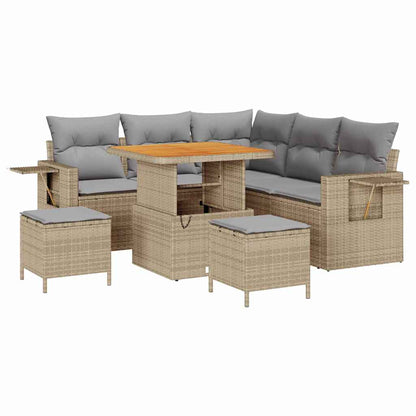Gartensofa-set mit Kissen 8 pcs Beige Poly-Rattan