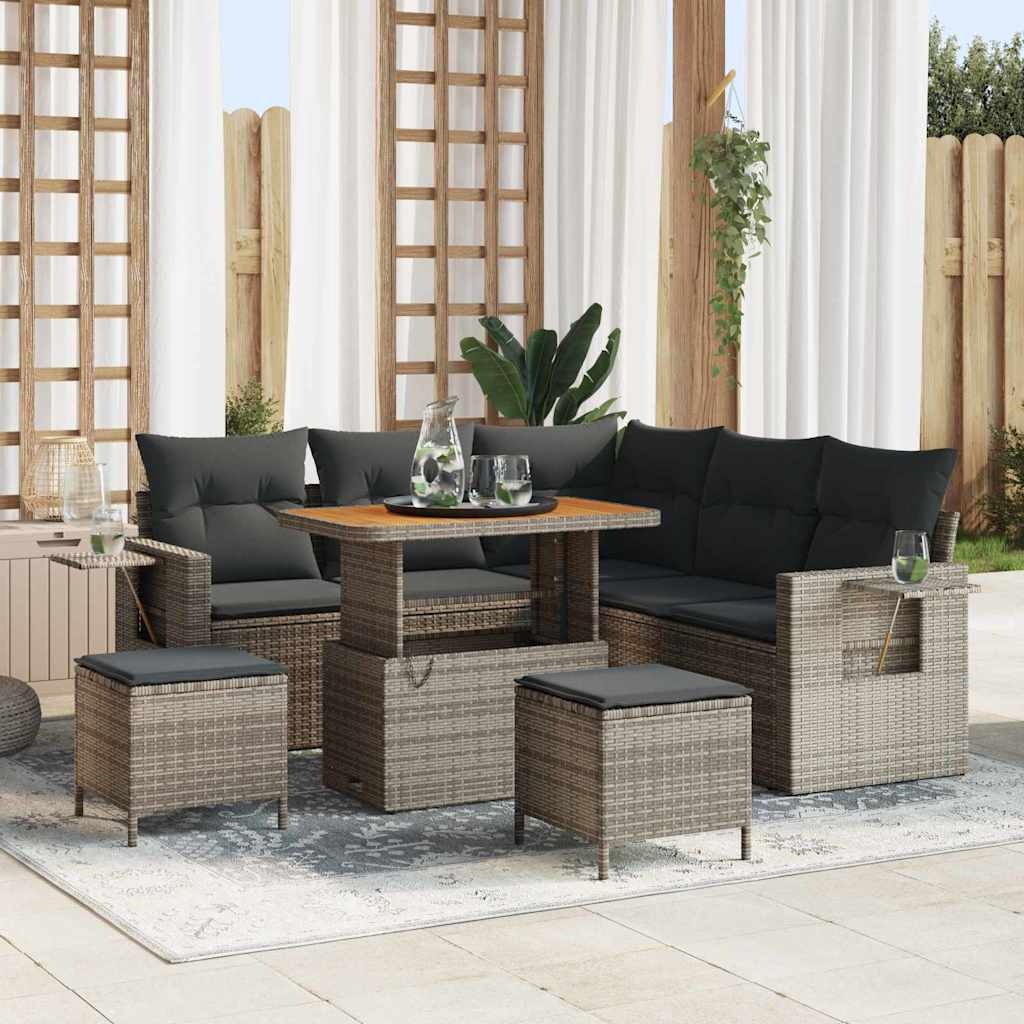 Garten-Sofa-Set 8 pcs Grau Poly-Rattan