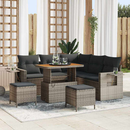 Garten-Sofa-Set 8 pcs Grau Poly-Rattan