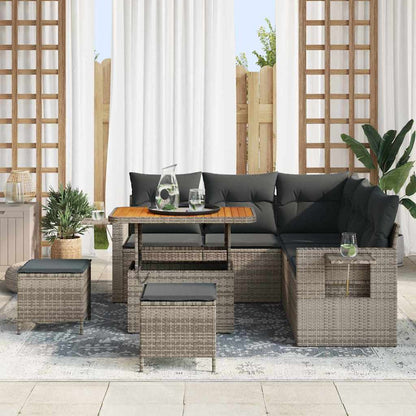 Garten-Sofa-Set 8 pcs Grau Poly-Rattan