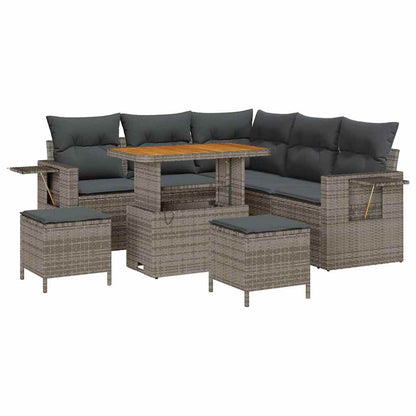 Garten-Sofa-Set 8 pcs Grau Poly-Rattan