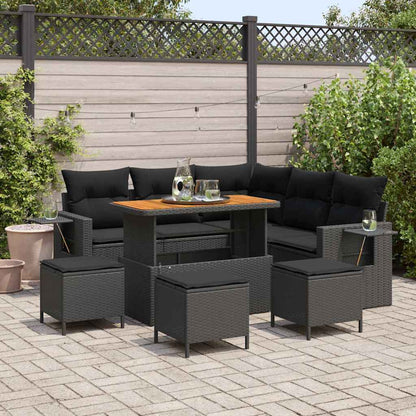 Garten-Sofa-Set 9 pcs Schwarz Poly-Rattan
