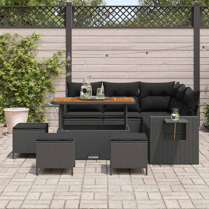 Garten-Sofa-Set 9 pcs Schwarz Poly-Rattan