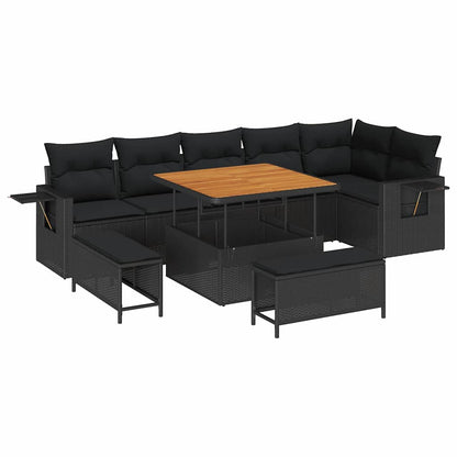 Garten-Sofa-Set 9 pcs Schwarz Poly-Rattan