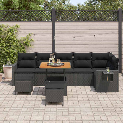 Garten-Sofa-Set 9 pcs Schwarz Poly-Rattan