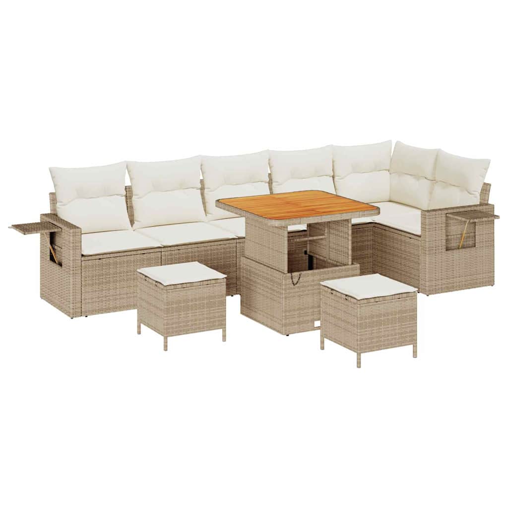 Garten-Sofa-Set 9 pcs Beige Poly-Rattan