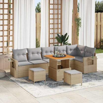 Garten-Sofa-Set 9 pcs Beige Poly-Rattan