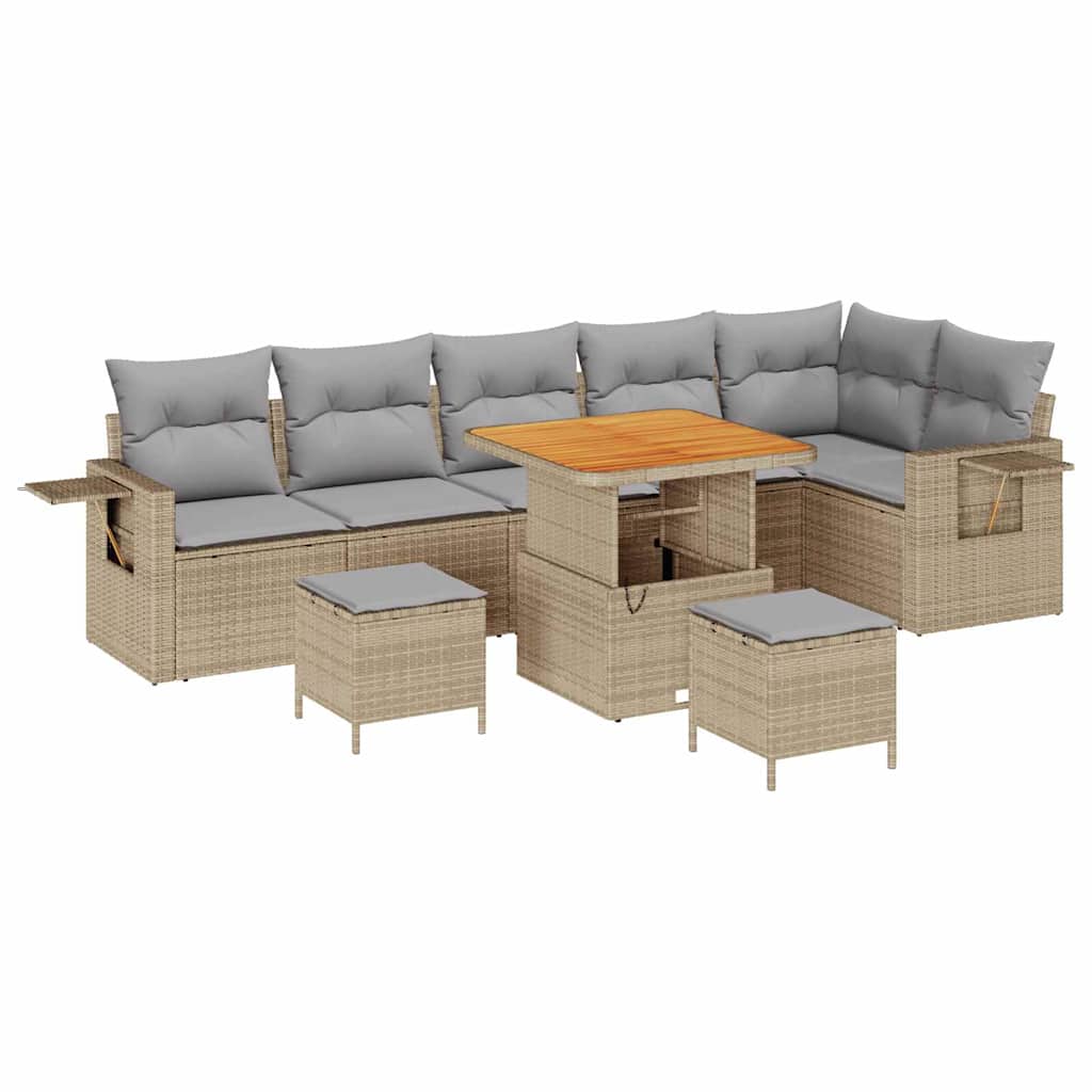 Garten-Sofa-Set 9 pcs Beige Poly-Rattan