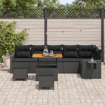 Garten-Sofa-Set 9 pcs Schwarz Poly-Rattan