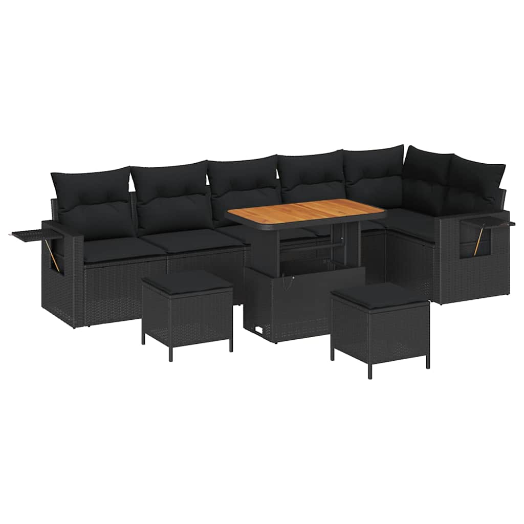 Garten-Sofa-Set 9 pcs Schwarz Poly-Rattan