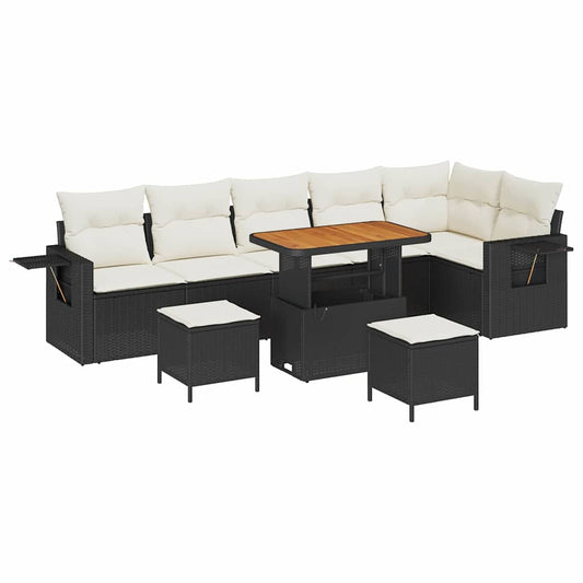 Garten-Sofa-Set 9 pcs Schwarz Poly-Rattan