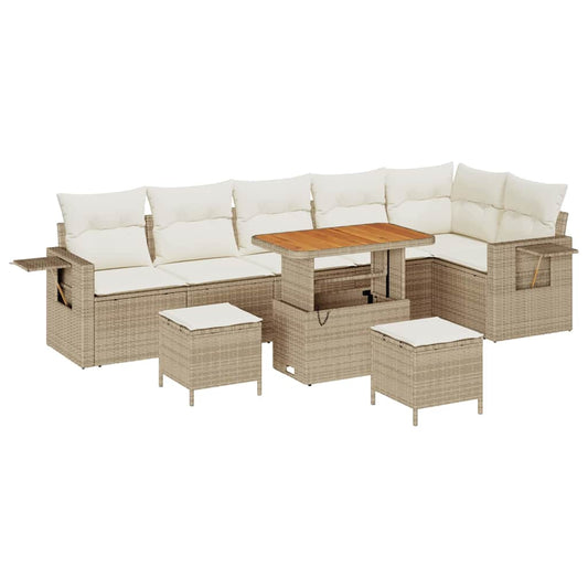 Garten-Sofa-Set 9 pcs Beige Poly-Rattan