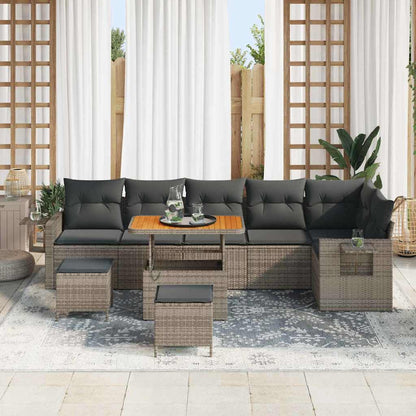 Garten-Sofa-Set 9 pcs Grau Poly-Rattan