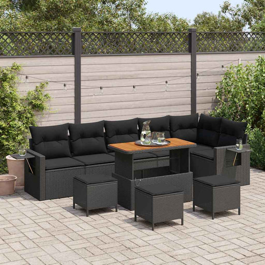 Garten-Sofa-Set 10 pcs Schwarz Poly-Rattan
