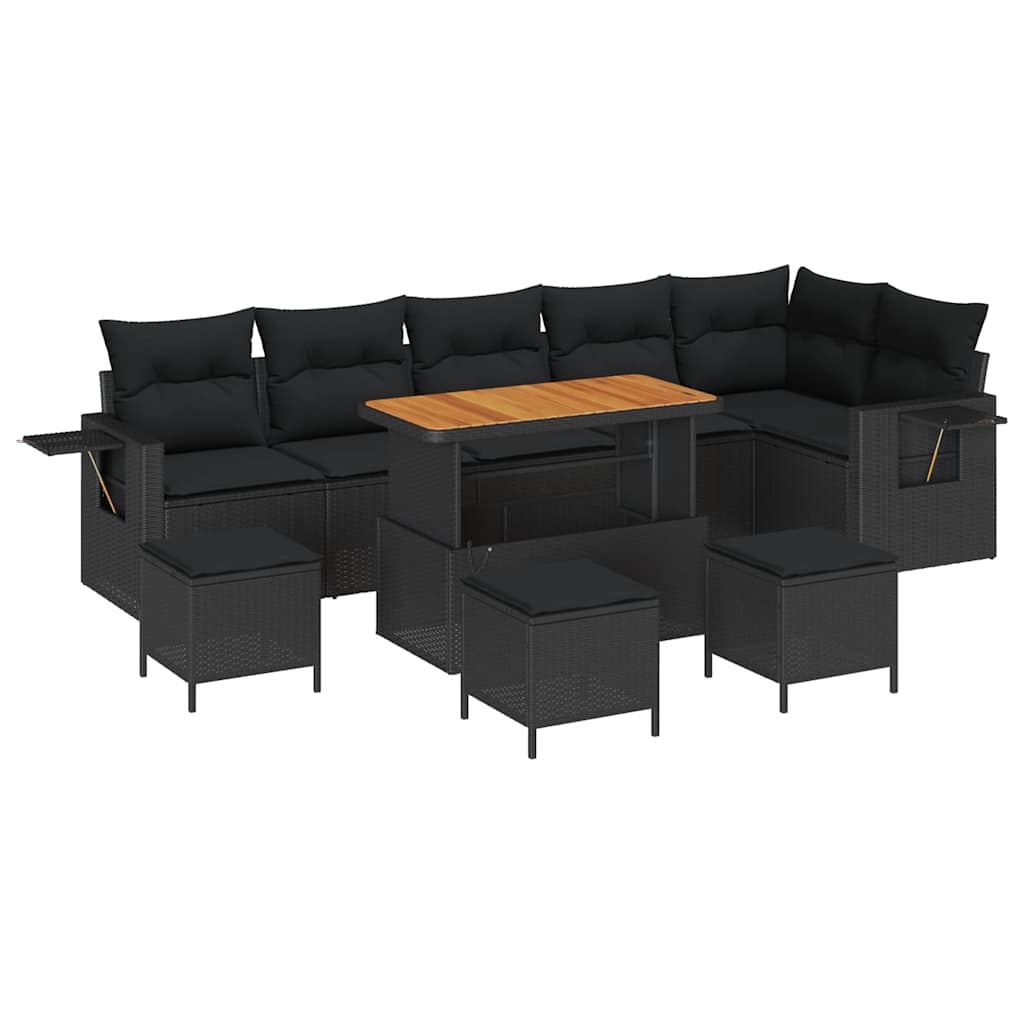Garten-Sofa-Set 10 pcs Schwarz Poly-Rattan