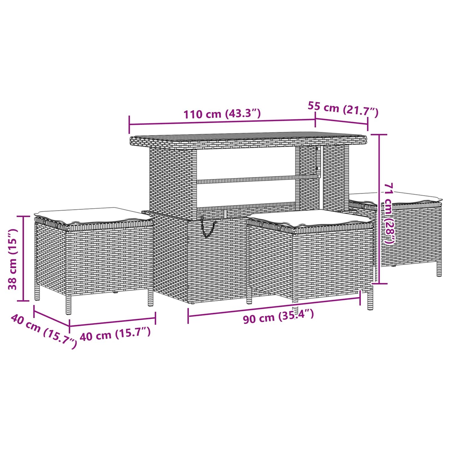Garten-Sofa-Set 10 pcs Schwarz Poly-Rattan