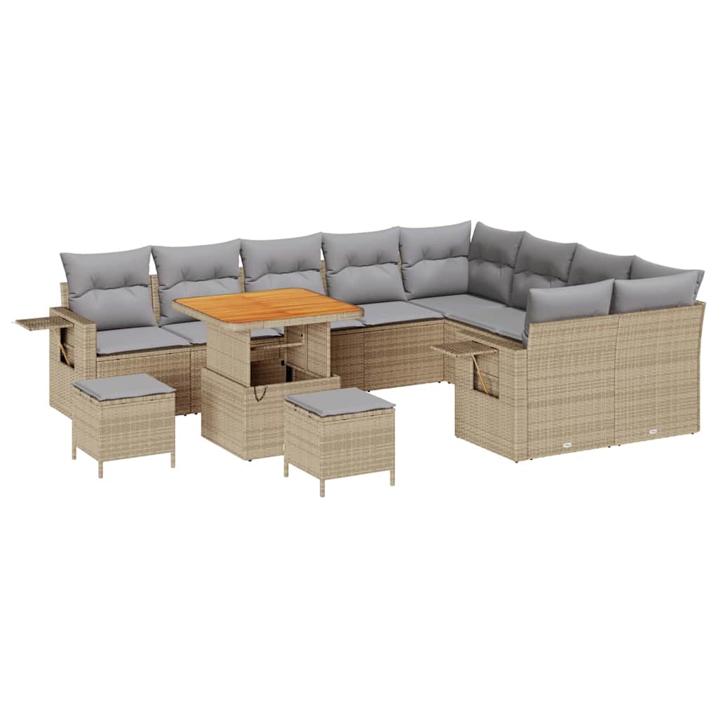 Garten-Sofa-Set 12 pcs Beige Poly-Rattan