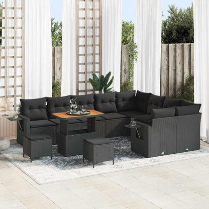 Garten-Sofa-Set 12 pcs Schwarz Poly-Rattan