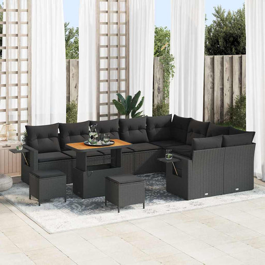 Garten-Sofa-Set 12 pcs Schwarz Poly-Rattan
