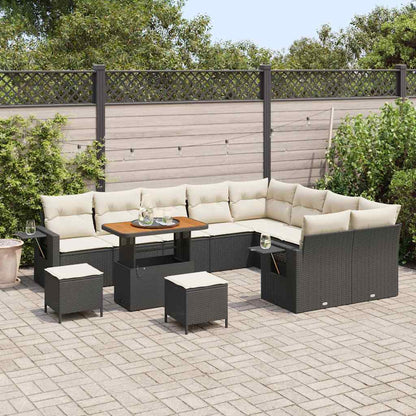 Garten-Sofa-Set 12 pcs Schwarz Poly-Rattan
