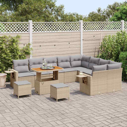 Garten-Sofa-Set 12 pcs Beige Poly-Rattan