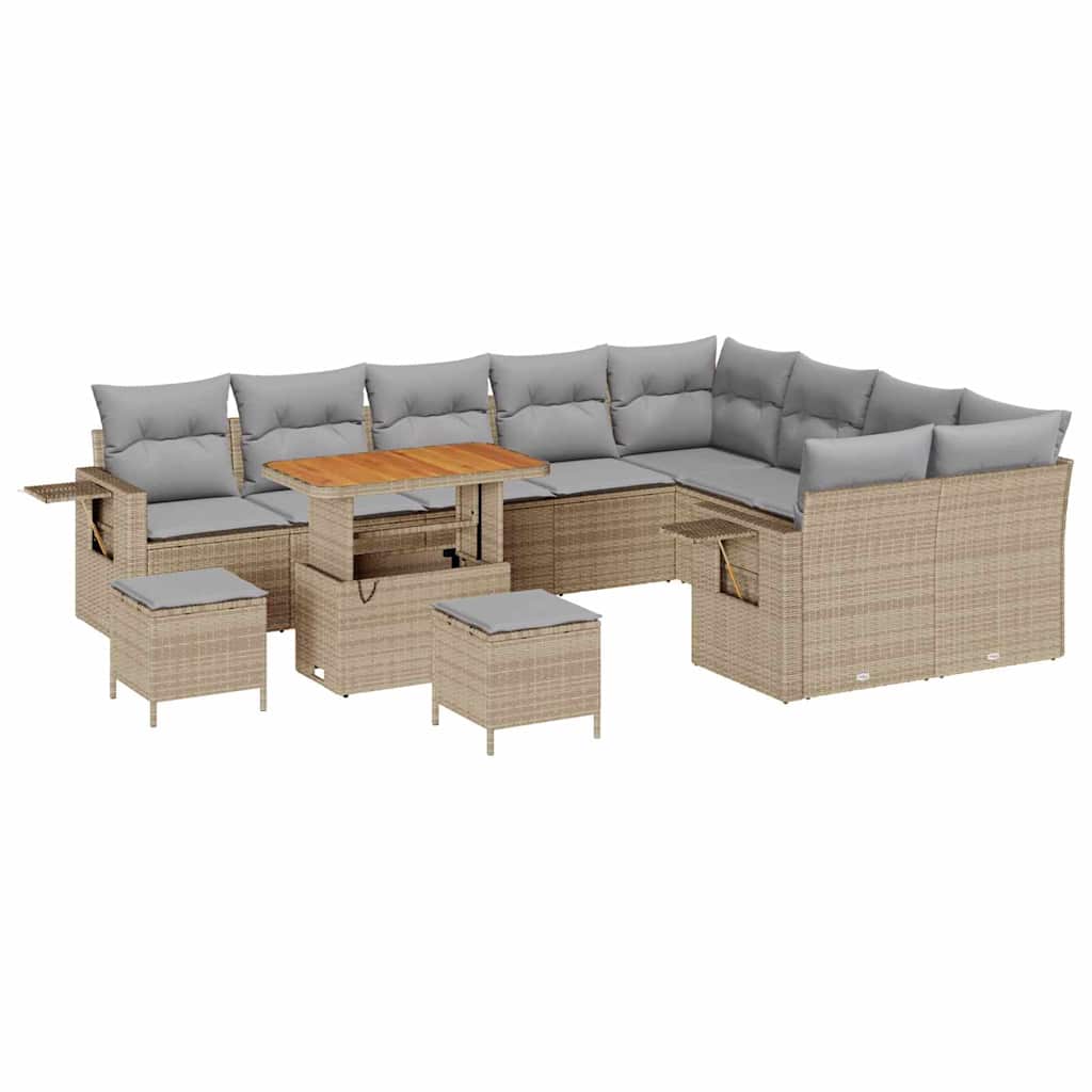 Garten-Sofa-Set 12 pcs Beige Poly-Rattan