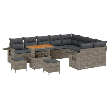 Garten-Sofa-Set 12 pcs Grau Poly-Rattan