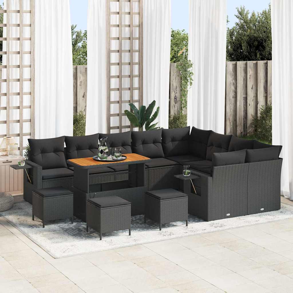 Garten-Sofa-Set 13 pcs Schwarz Poly-Rattan