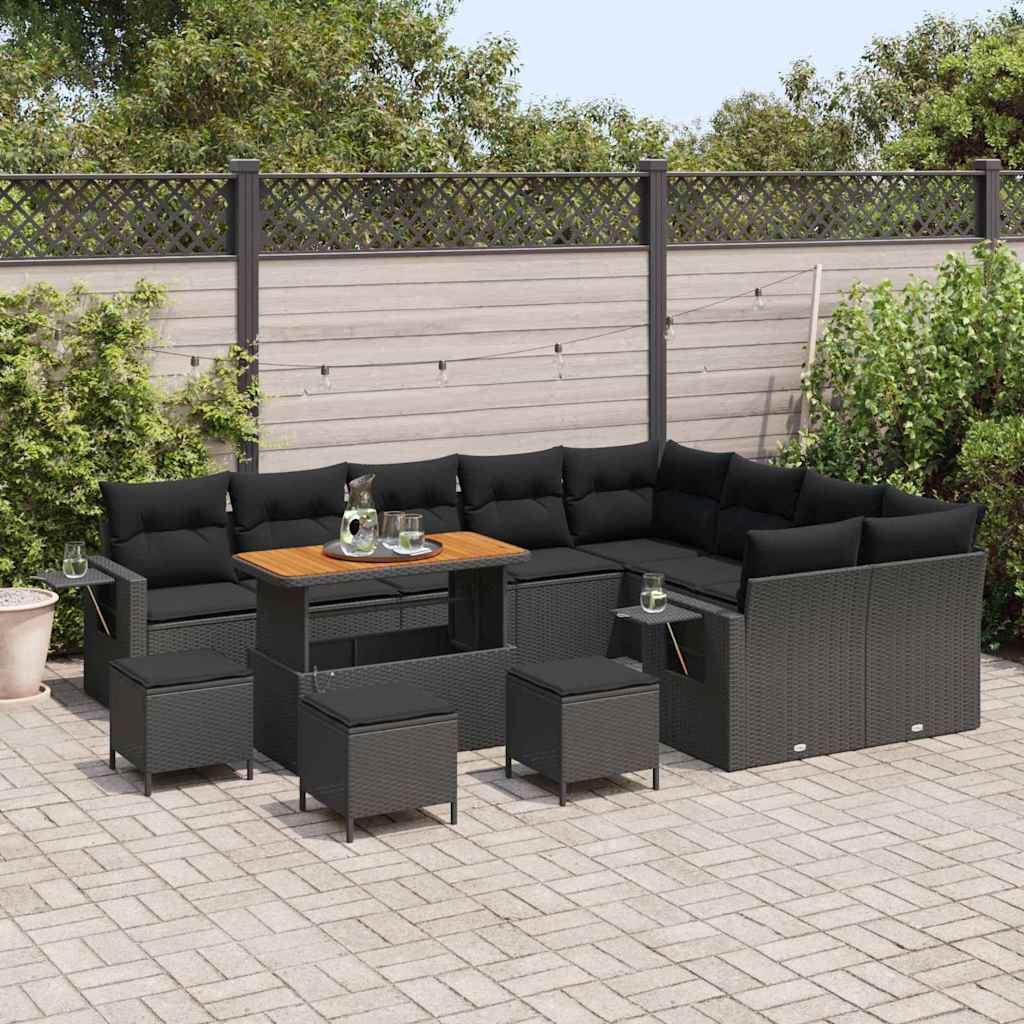 Garten-Sofa-Set 13 pcs Schwarz Poly-Rattan
