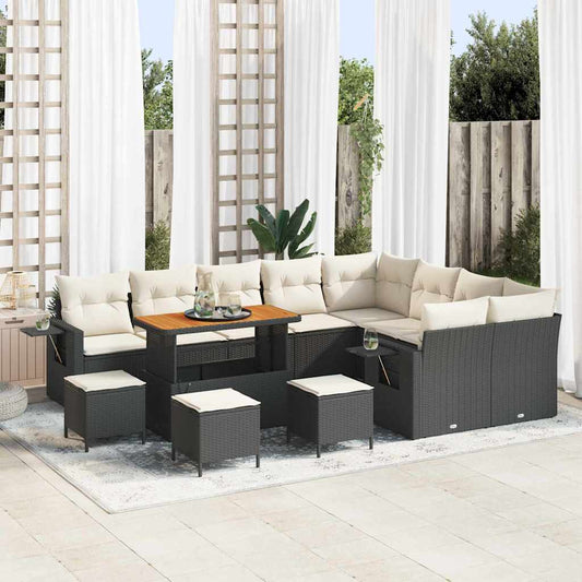 Garten-Sofa-Set 13 pcs Schwarz Poly-Rattan