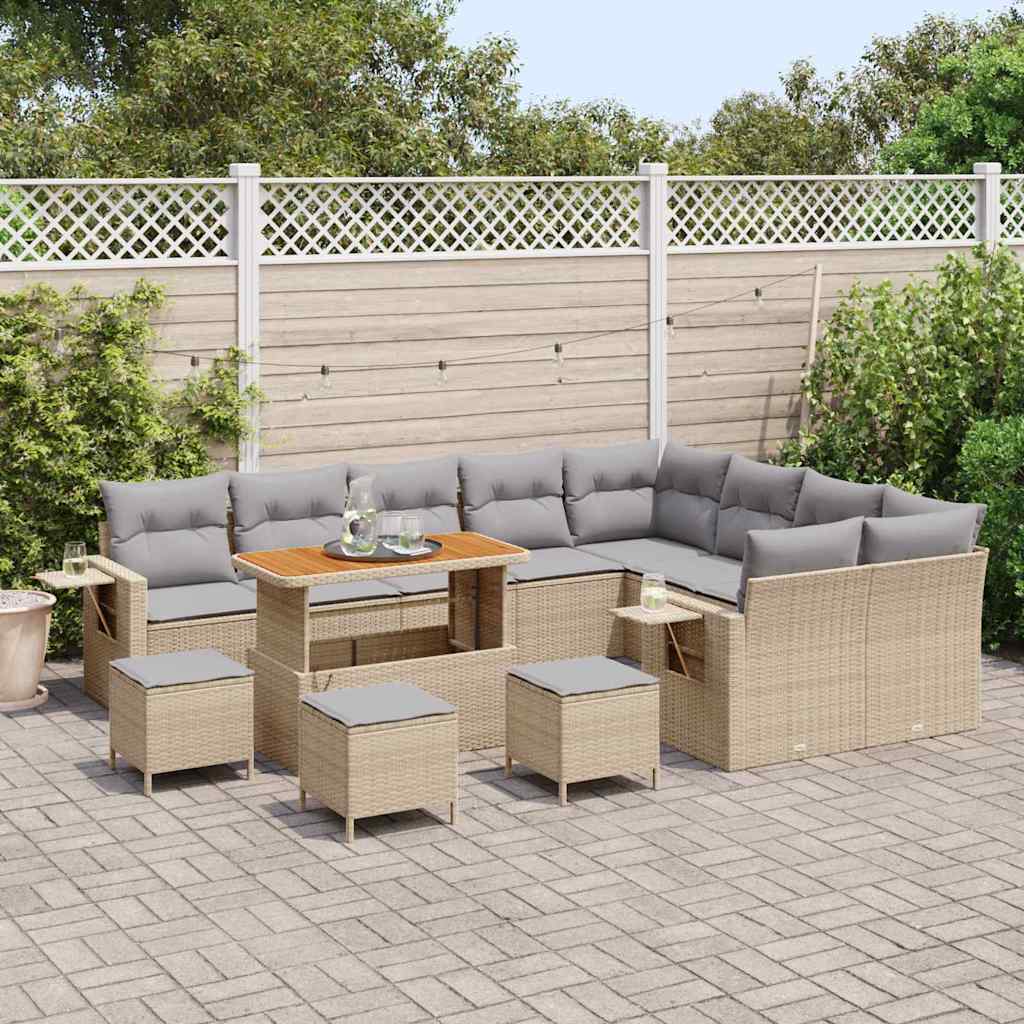 Garten-Sofa-Set 13 pcs Beige Poly-Rattan