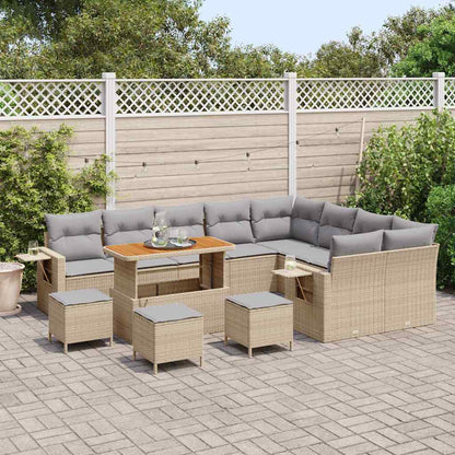 Garten-Sofa-Set 13 pcs Beige Poly-Rattan