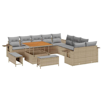 Garten-Sofa-Set 13 pcs Beige Poly-Rattan