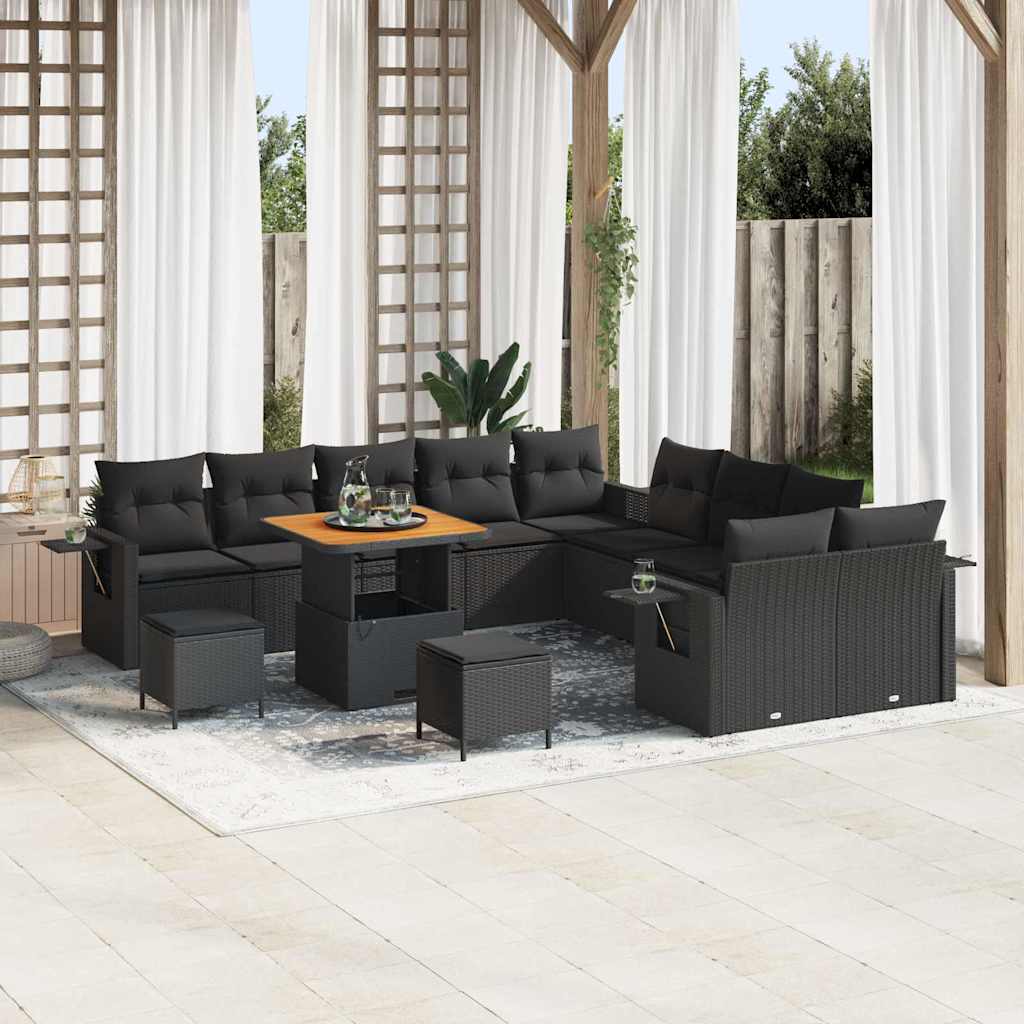 Garten-Sofa-Set 13 pcs Schwarz Poly-Rattan