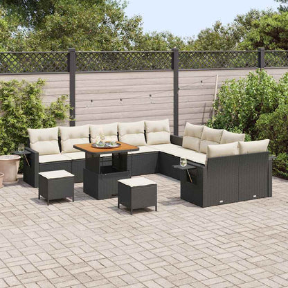 Garten-Sofa-Set 13 pcs Schwarz Poly-Rattan