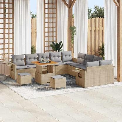 Garten-Sofa-Set 13 pcs Beige Poly-Rattan